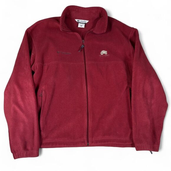 Columbia Fleece Jacket Men XL Red Wells Fargo Embroidered Warm Zip-Up - Picture 1 of 5